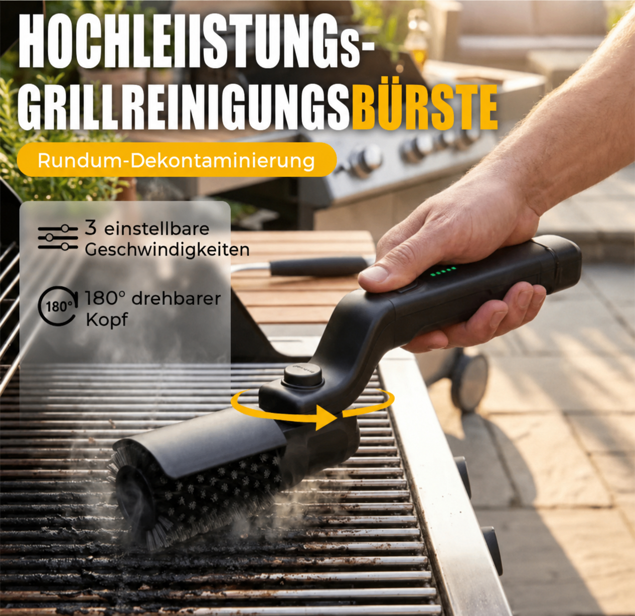 Kabellose BBQ-Reinigungsbürste mit 3 Geschwindigkeiten